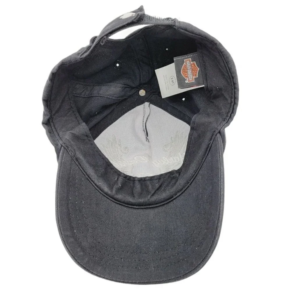 Harley Davidson Toddler Girls Black Strap Back Hat Baseball Rhinestones Sz 2T-4T